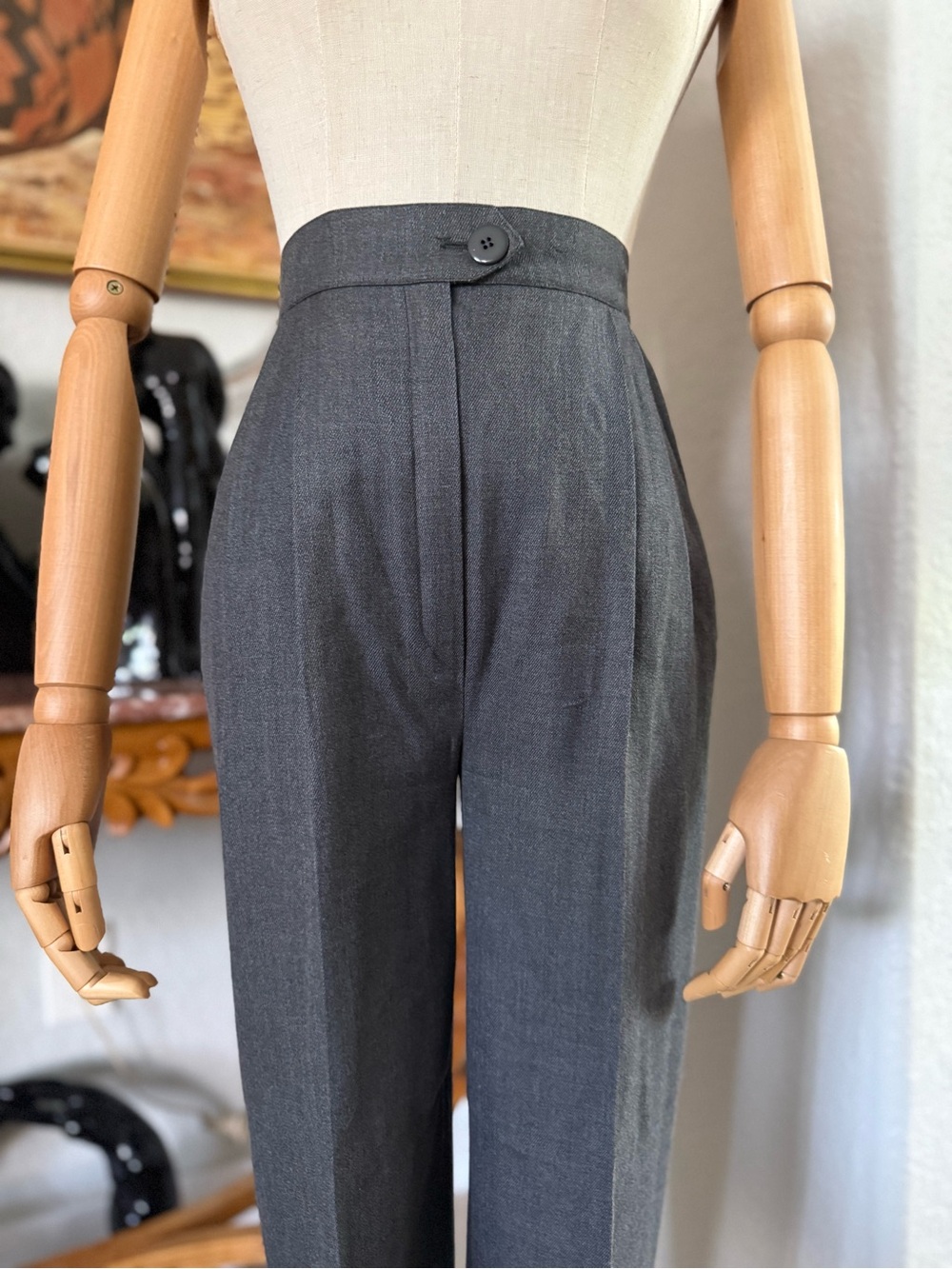 Valentino Boutique High-Waist Tailored Grey Trousers